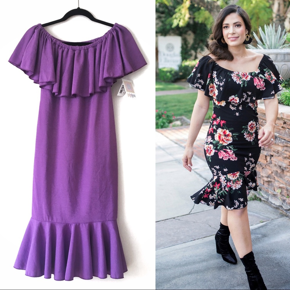Teen Fit LuLaRoe Cici Purple Ruffle Mermaid Dress